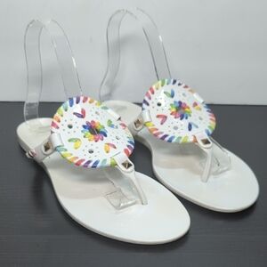 Jack Roger's Georgica white jelly flat sandals womans size 8